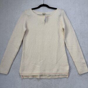 J Crew Sweater Womens XS Cream Textured Merino Wool Blend Pullover E1380 Fall
